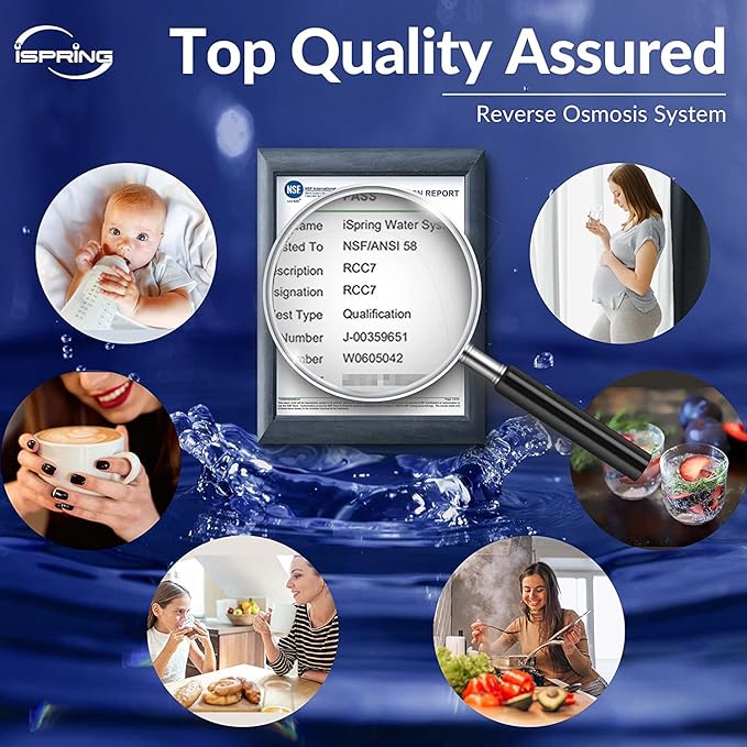 iSpring RCC7, NSF Certified, High Capacity Under Sink 5-Stage Reverse Osmosis Water Filter, RO Drinking System, 75 GPD, Brushed Nickel Faucet, Patented Top-Mounted Faucet Design for Easy Installation-Ruum Studio Home