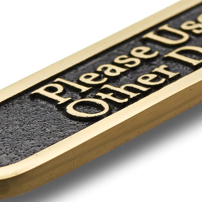 Please Use Other Door Brass Door Sign. Traditional Style Home Décor Wall Plaque Handmade By The Metal Foundry UK.-Ruum Studio Home