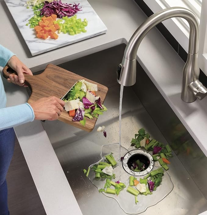 GE Disposall Batch Feed 3/4 Horsepower Motor Garbage Disposer, Good for Grinding: Vegetable Peels & Small Bones, Easy Install Kit, Non-Corded, Recommended for 2-4 Person Homes, GFB760N-Ruum Studio Home