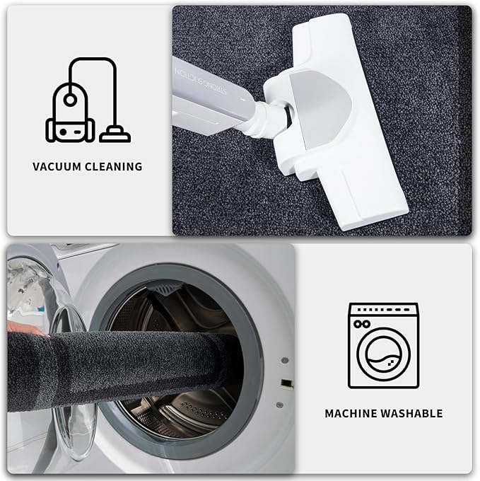 PURRUGS Dirt Trapping Door Mat 32" x 48", Non-Slip/Skid Machine Washable Entryway Rug, Shoes Scraper, Area Rug, Super Absorbent Welcome Mat for Muddy Wet Shoes and Paws, Bluish Grey & Charcoal-Ruum Studio Home