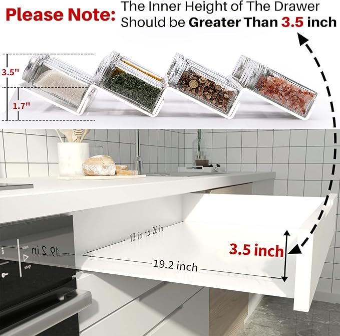 MIUKAA Clear Acrylic Spice Drawer Organizer, 4 Tier- 2 Set Expandable From 13" to 26" Drawer Seasoning Organizer, Kitchen Spice Rack Tray for Drawer/Countertop (Jars not included)-Ruum Studio Home
