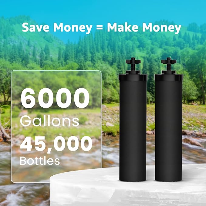 AQUACREST NSF/ANSI 42&372 Standard Water Filter, Replacement for Berkey® Gravity Water Filter System, Berkey® BB9-2® Black Filters & PF-2® Fluoride Filters-Ruum Studio Home