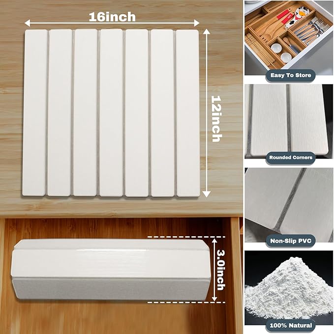 Large Stone Dish Drying Mats for Kitchen Counter, Quick Dry Absorbent Collapsible Dish Drying Mat,Diatomaceous Earth Mats for Dishes Bottles Cups,Match Any Countertop,White 16 * 12inch-Ruum Studio Home
