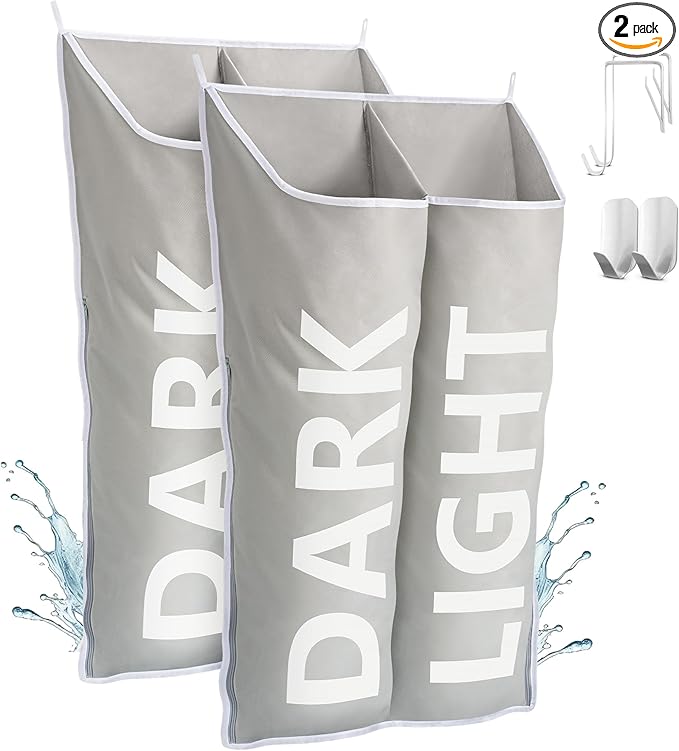Hanging Laundry Hamper Bag XL 40x22", Space Saving over the Door Storage Bags, Behind the Door Hampers for Dirty Clothes & Wall Mounted Basket for Bathroom, Organizer for Small Room Spaces RV-Ruum Studio Home
