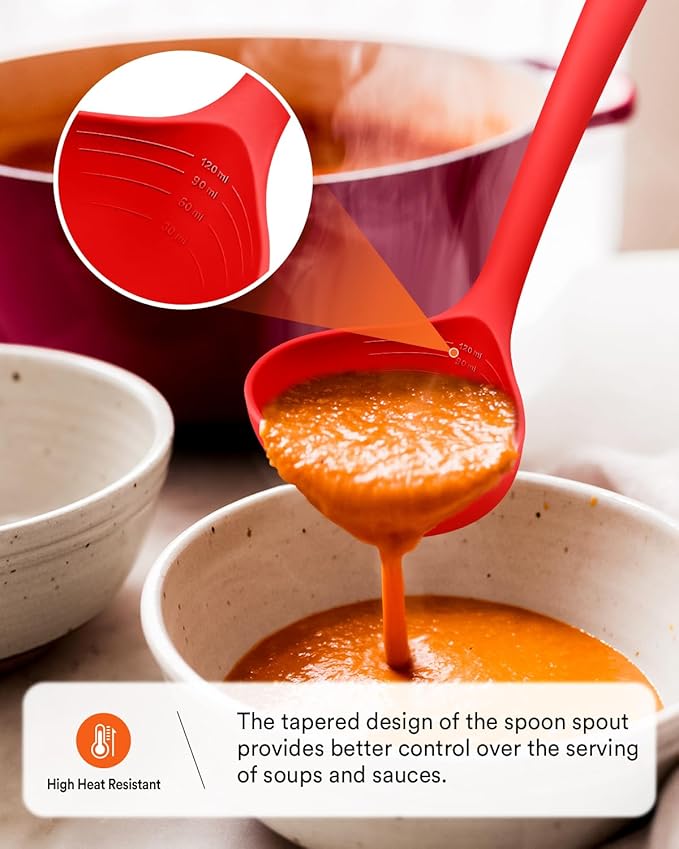 Kitchen Utensils Set, 13PCS Silicone Cooking Utensils, Heat Resistant Kitchen Utensil Spatula Set for Nonstick Cookware, Wooden Handles Kitchen Gadgets Tools Set (RED)-Ruum Studio Home
