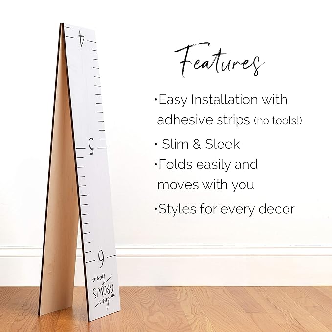 Wooden Ruler Growth Chart for Kids, Boys and Girls - Height Chart & Height Measurement for Wall - Kids Nursery Wall Decor and Room Hanging Wall Decor - Love Grows Here - White-Ruum Studio Home