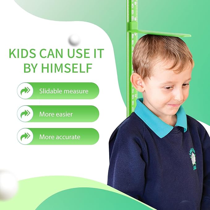 Height Measurement for Wall, Children Height Ruler, 3D Removable Growth Chart, Splicing Sliding Measuring Ruler for Kids and Nursery 79 inch (Green)-Ruum Studio Home