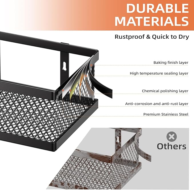 Spice Rack Wall Mount, 4 Pack Pantry Door Organizer & Hanging Storage Baskets Organizer Wall Mount, Large Capacity Metal Spice Shelf for Kitchen Cabinet, Pantry Doors, Bathroom, Shower, Home Decor-Ruum Studio Home
