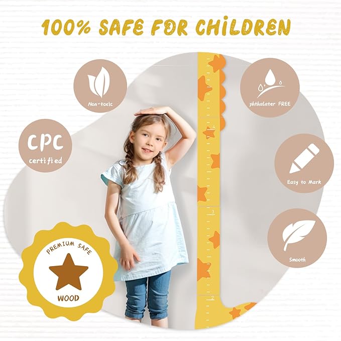 Personalized Name Growth Chart for Kids, Giraffe Height Chart for Boy Girls, Measuring Board for Kids Height, Patchwork Wooden Height Chart Measuring Board, Nursery Growth Chart Ruler-Ruum Studio Home