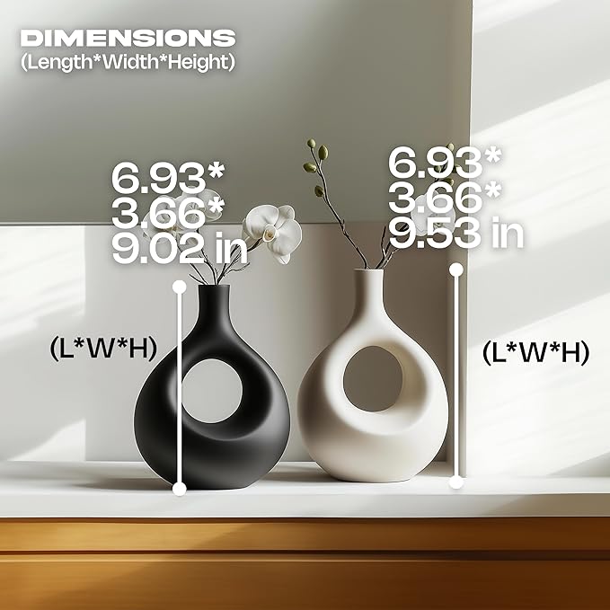 NOBULA Ceramic Bagel Vases C5 โ Thoughtful for Mom โ Elegant Set of 2 for Living Room, Bedroom or Table โ Modern Home Decor Sheโll Love โ Perfect for Flowers & Plants-Ruum Studio Home