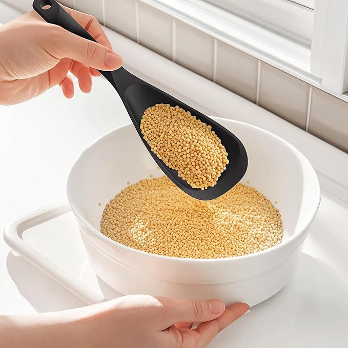 Silicone Cooking Utensils Set - 600°F Heat Resistant, Nonstick Kitchen Utensil Set with Spatulas, Spoons, Whisk, Tongs, BPA Free, Dishwasher Safe, Black-Ruum Studio Home