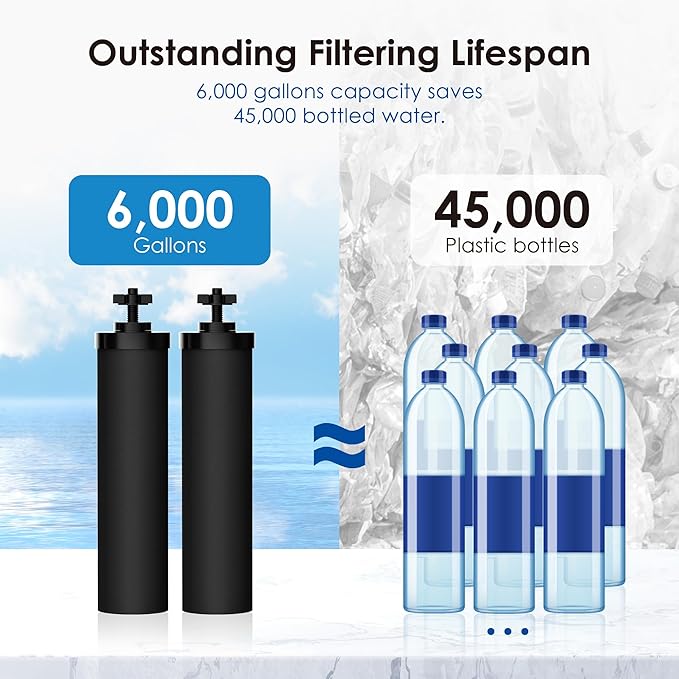 Waterdrop NSF/ANSI 42&372 Certified Water Filter, Replacement for Berkey® BB9-2® Black Filters, ProOne® or Alexapure® Gravity Water Filter System and Waterdrop King Tank Series, (Pack of 2)-Ruum Studio Home