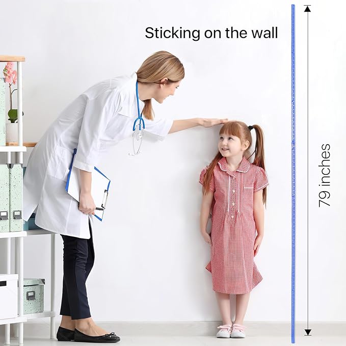 Height Measurement for Wall, Children Height Chart Ruler, Portable 3D Removable Growth Chart, Wall Height Measurement for Kids and Nursery Medical Office 79 inch (Blue)-Ruum Studio Home