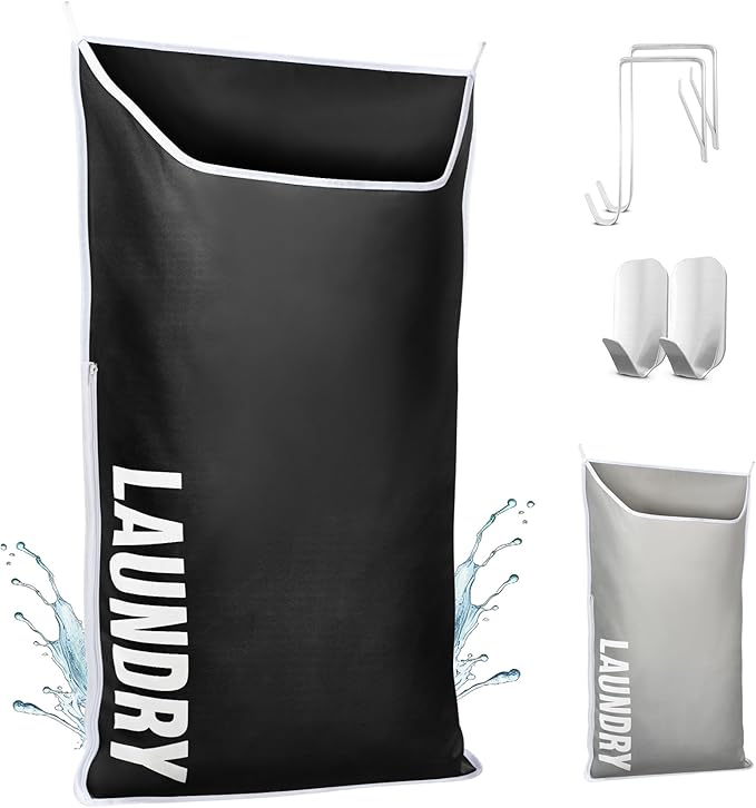 Hanging Laundry Hamper Bag XL 40x22", Space Saving over the Door Storage Bags, Behind the Door Hampers for Dirty Clothes & Wall Mounted Basket for Bathroom, Organizer for Small Room Spaces RV-Ruum Studio Home