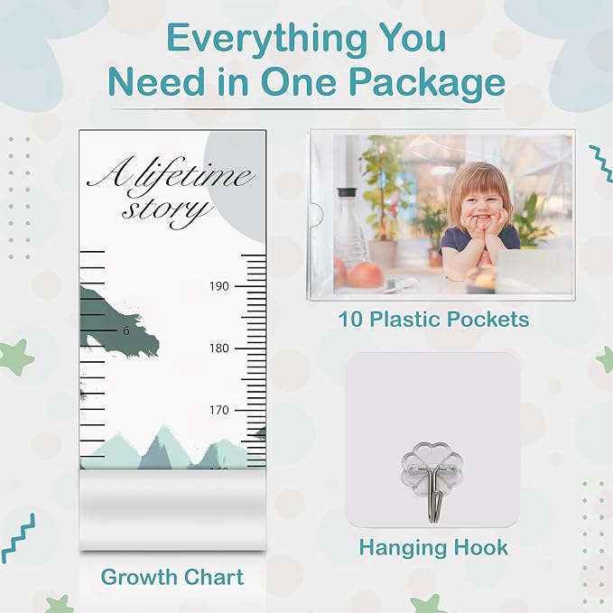 A Lifetime Story Growth Chart for Wall - Personalized for Photos, Photo Stickers, and Memory Album Feature - Height Chart for Kids - Child Height Wall Chart - Height Measurement for Wall-Ruum Studio Home