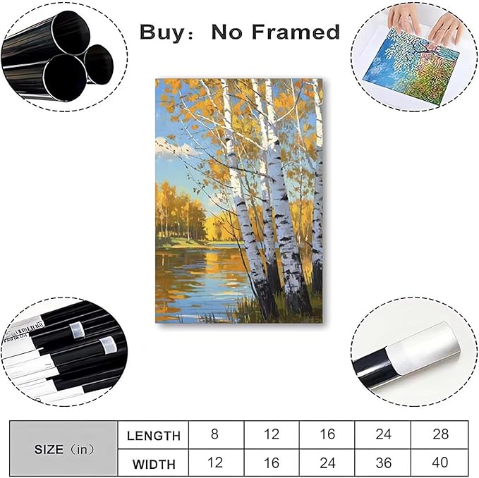 Poplar trees beside the blue sky and white clouds are suitable for living rooms bedrooms and offices Landscape posters and wall paintings-Ruum Studio Home