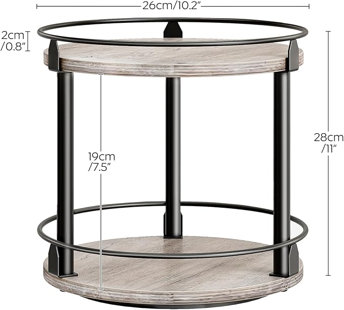 Lazy Susan Organizer, Rotating Spice Rack, 2 Tier Spice Turntable Organizer, Industrial Turntable Spice Holder, for Kitchen Countertop and Cabinet, Compact and Versatile, Greige SR22BG-Ruum Studio Home