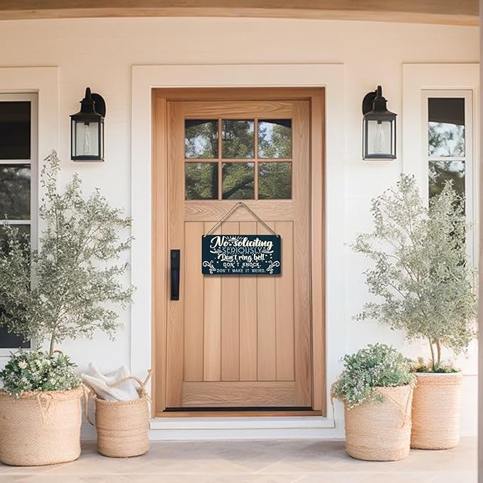 No Soliciting Sign for House Door Funny Do Not Ring Doorbell Sign for Home Front Door Seriously Don't Knock Or Ring Doorbell Don't Make It Weird Wooden Yard Signs 12x6 Inch-Ruum Studio Home