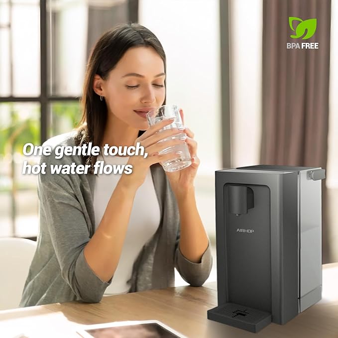 AIRHOP Instant Hot Water Dispenser, Quick Heating Countertop Water Dispenser with Child Locks, Adjustable 5 Temp 3 Water Volume Dispense, 100OZ 3L Removable Tank, Ideal for Home Office Kitchen, Black-Ruum Studio Home