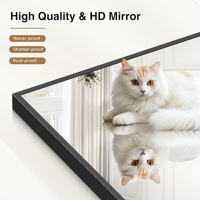 40x48inch Black Bathroom Mirror, Black Rectangle Mirror with Frame, Large Rectangular Wall Mirrors for Bathroom, Living Room, Hair Salon, Big Farmhouse Mirror Hang Horizontal/Vertical-Ruum Studio Home