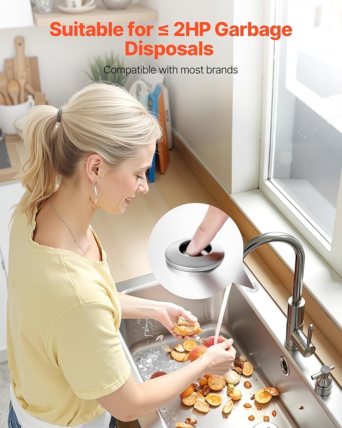 VEVOR Garbage Disposal Air Switch Kit, 2.5" Sink Top Air Switch for Food Waste Disposal, Brushed Silver Stainless Steel ON/OFF Air Button for Waste Disposer - Suitable for Stainless Steel Countertops-Ruum Studio Home