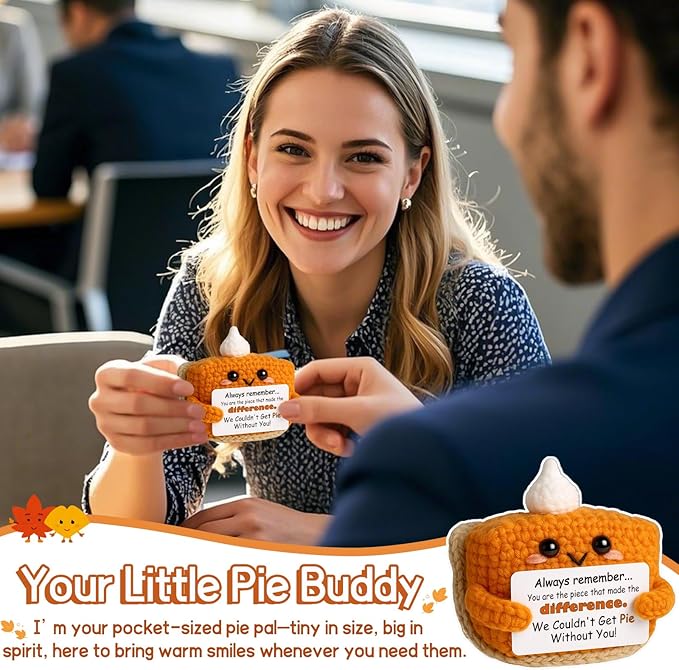 Crochet Appreciation Pumpkin Pie - Farewell Gifts for Coworkers, Bosses, Employees, Volunteers, Teachers, Mini Fall Office Decor for Leaving, Going Away, New Beginning, Retirement, Thank You-Ruum Studio Home