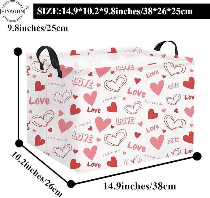 HIYAGON Rectangular Valentines Gift Basket - Pink Love Room Decor-Ruum Studio Home