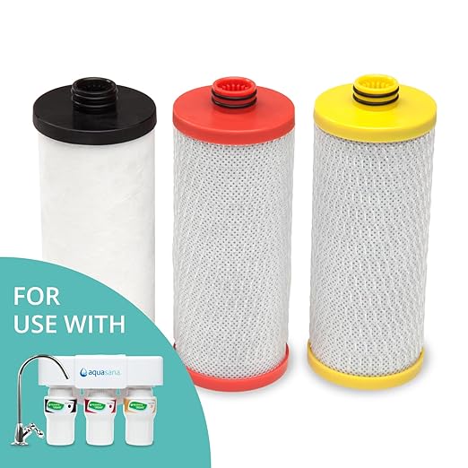 Aquasana Replacement Filter Cartridges for 3-Stage Under Sink Water Filtration System - Filters 99% Of Chlorine - 3 Count - AQ-5300R-Ruum Studio Home