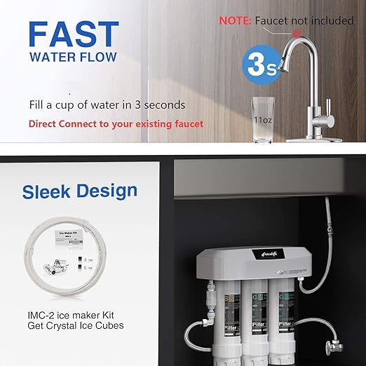 Frizzlife Under Sink Water Filter System SK99-NEW, Direct Connect, NSF/ANSI 53&42 Certified 0.5 Micron Carbon Block, Remove Lead, Chlorine, Chloramine, Fluoride, Odor & Bad Taste- Quick Change-Ruum Studio Home