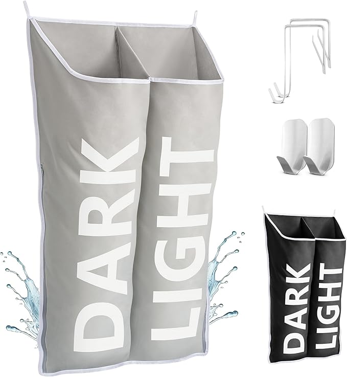 Hanging Laundry Hamper Bag XL 40x22", Space Saving over the Door Storage Bags, Behind the Door Hampers for Dirty Clothes & Wall Mounted Basket for Bathroom, Organizer for Small Room Spaces RV-Ruum Studio Home