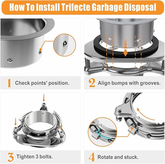 Trifecte Pro 3/4 HP Garbage Disposals with Sound Reduction,Food Waste Coutinuous Feed Garbage Disposal with Power Cord, Dishwasher Hook Up-Ruum Studio Home