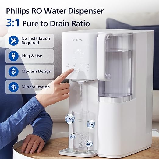 Reverse Osmosis Water Filter Countertop, Philips 6-Stage RO System Water Filtration Purifier with Aquaporin Inside and 2 Portable Pitchers, NSF/ANSI 372 Certified, Reduce TDS Lead-Ruum Studio Home