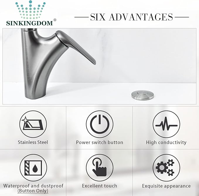 Garbage Disposal SinkTop Air Switch Kit with Stainless Steel Button,Brushed Nickel-Ruum Studio Home