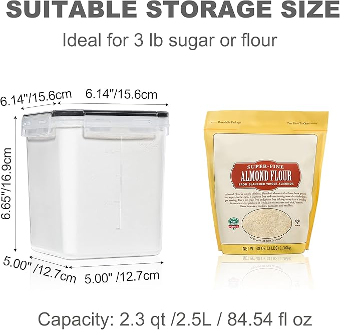 Medium Food Storage Containers with Lids Airtight 2.5L /84.5Oz, for Flour, Sugar, Baking Supply, 3PCS BPA Free Plastic Canisters for Kitchen Pantry Organization-Ruum Studio Home