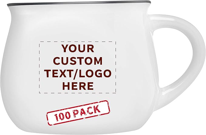 Custom Glazed Campfire Coffee Mugs 12 oz. Set of 100, Personalized Bulk Pack - Perfect for Coffee, Tea, Espresso, Hot Cocoa, Other Beverages - White-Ruum Studio Home