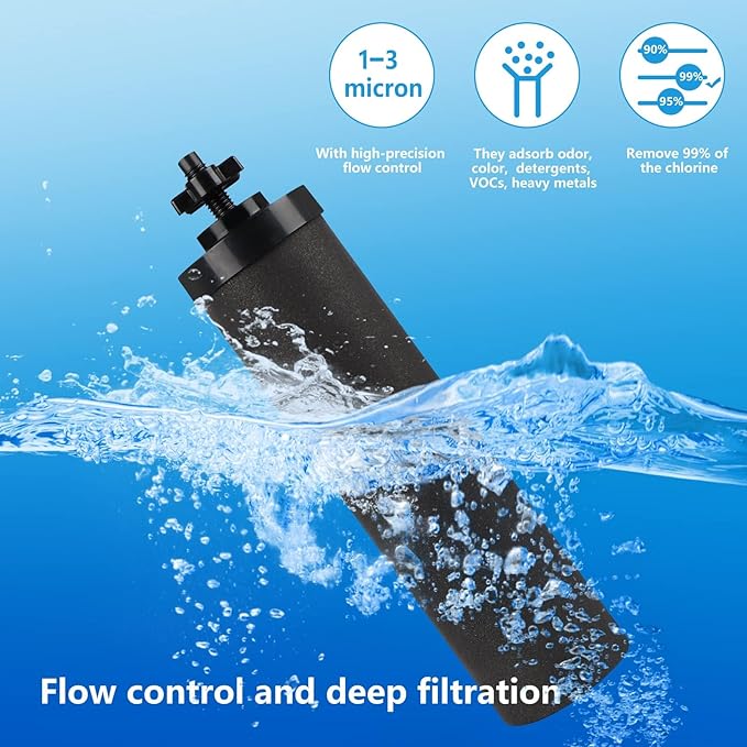 Water Filter Silver Infused Replacement for Berkey® BB9-2® Black Carbon Block Filters System,Compatible with Berkey® Gravity Countertop Purification Elements,Pack of 4-Ruum Studio Home
