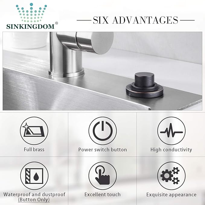 SinkTop Air Switch Kit (Long Full Brass Button) for Disposal, Dual Outlet, (Oil Rubbed Bronze)-Ruum Studio Home