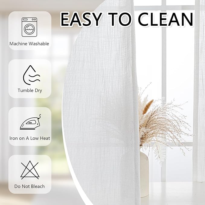 MYSKY HOME Natural Curtains for Living Room, Beige Semi Sheer Curtains & Drapes Light Filtering Farmhouse Country Boho Style Back Tab Draperies for Sliding Glass Door (Customsize, Natural)-Ruum Studio Home