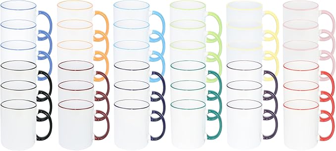 11oz White Ceramic Sublimation Coffee Mug in White Gift Box,12 Mixed Colors Banded, Case of 36-Ruum Studio Home