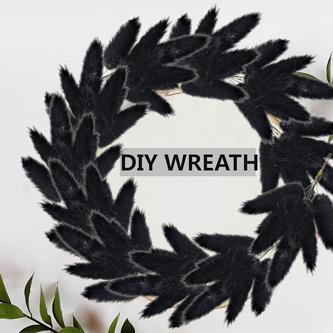 115 PCS Black Pampas Grass Bouquet, Boho Table Decor, Black Bunny Tails Dried Flowers, Dried Pampas Grass for Weddings, Home Decor, Rustic Parties, and Baby Shower Decorations-Ruum Studio Home