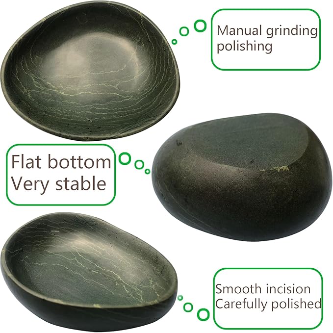 Handmade Decorative Bowl - Natural River Stone Pebble Artisan Crafted Serving Dish | 4-6 Inch Unique Decorative Tray for Home Centerpiece, Jewelry Holder (green)-Ruum Studio Home