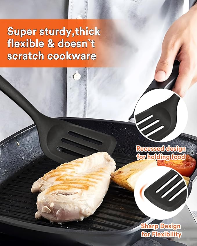 Kitchen Utensils Set, 13PCS Silicone Cooking Utensils, Heat Resistant Kitchen Utensil Spatula Set for Nonstick Cookware, Wooden Handles Kitchen Gadgets Tools Set-Ruum Studio Home