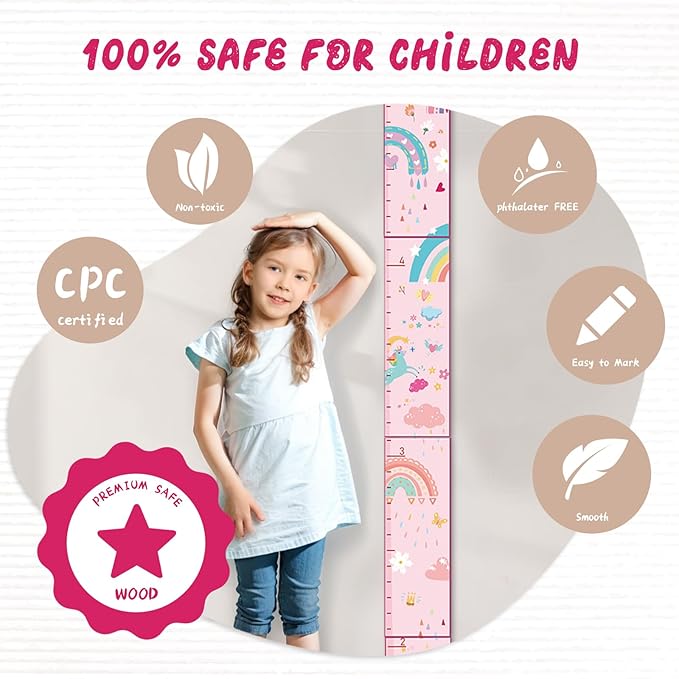 Personalized Name Growth Chart for Kids, Unicorn Wooden Wall Decor Growth Chart, Wall Decor for Kids Room, Wooden Growth Chart for Wall and Nursery Medical Office Toddler Playroom-Ruum Studio Home