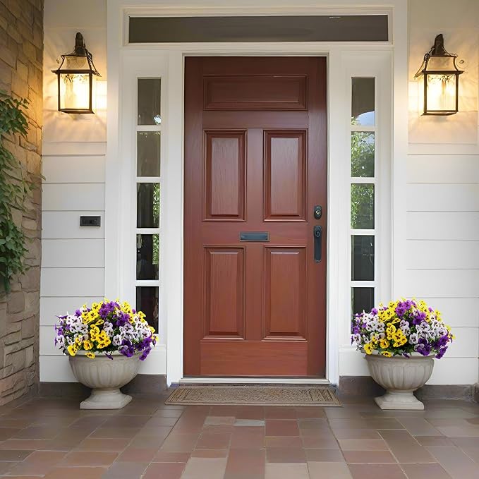 Artificial Fake Pansy Flowers for Outdoor, 36 Bundles Faux Silk Pansies Spring Flowers for Outside for Planter Front Door Porch Yard Patio Window Box Home Decor (36, Purple, Yellow, White)-Ruum Studio Home