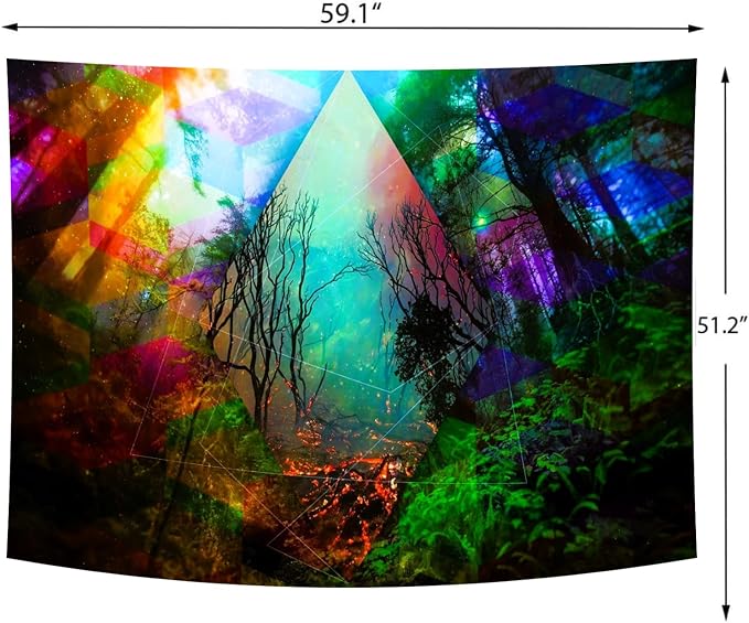 Delur Forest Tapestry Tree of Life Tropical Rainforest Tapestry Wall Hanging Colorful Nature Landscape Mystical Psychedelic Spiritual Headboard for Bedroom Living Room Home Decor (51.2" x 59.1")-Ruum Studio Home