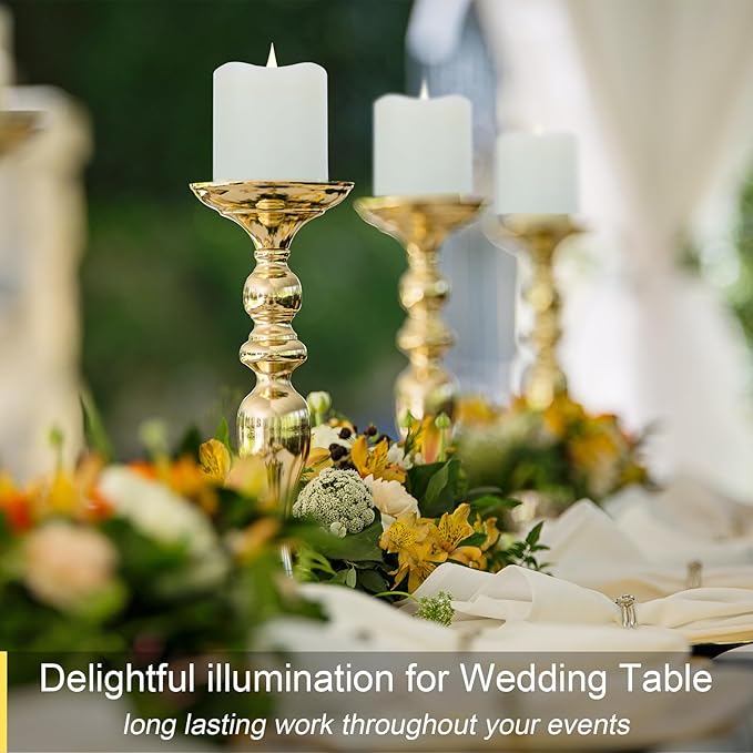 Flameless Candles Battery Operated with Timer, 3D Moving Flame Flickering, Last 600+ Hours Battery Candles, 3" x 3" Ivory Real Wax Electric LED Candle for Wedding Party Decorations