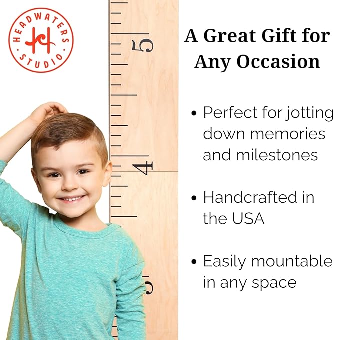 Wooden Growth Chart – Kids Height Chart, Wall Measurement for Kids, Height Chart for Wall, Growth Ruler for Children – Natural Ruler (63"x6.7")-Ruum Studio Home