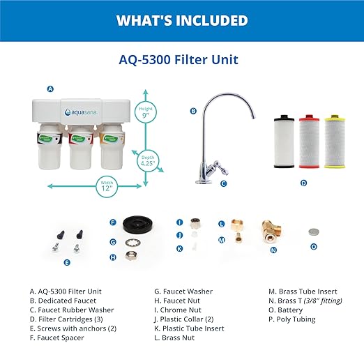 Aquasana Under Sink Water Filter System - Reduces PFAS, Lead, & Chlorine in Drinking Water - Under Counter Claryum Filtration for Kitchen - 3-Stage - Brushed Nickel Faucet - AQ-5300.55-Ruum Studio Home