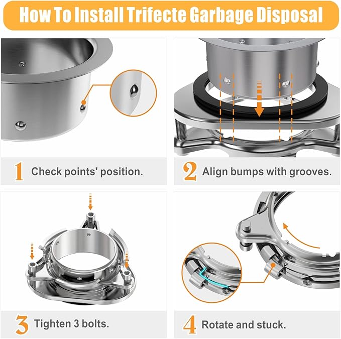 Trifecte Pro 3/4 HP Garbage Disposals with Sound Reduction,Food Waste Coutinuous Feed Garbage Disposal with Power Cord, Dishwasher Hook Up,3800RPM,White-Ruum Studio Home