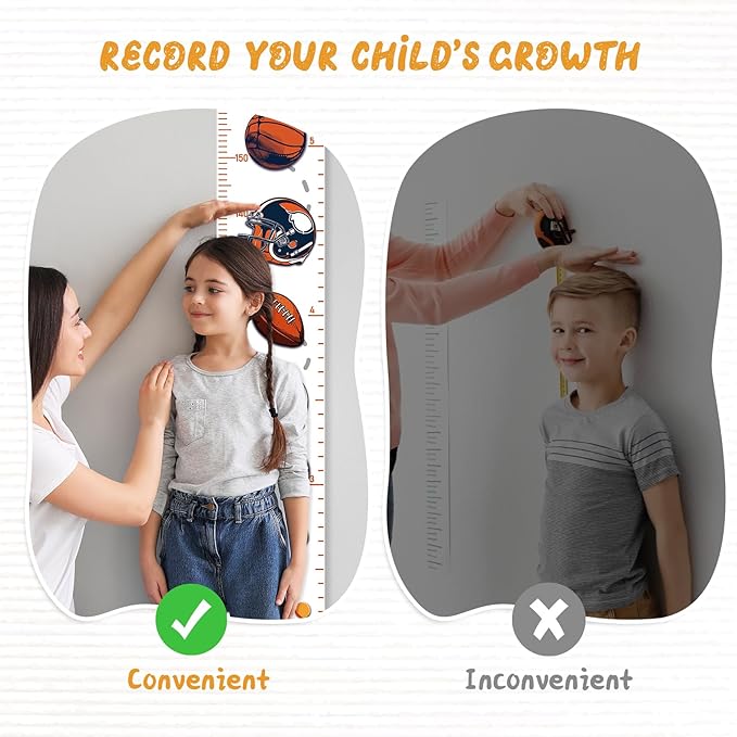 Personalized Name Growth Chart Wall Decor for Kids – Canvas Removable Height Chart Measuring Ruler 59" x 7.9" (Balls)-Ruum Studio Home